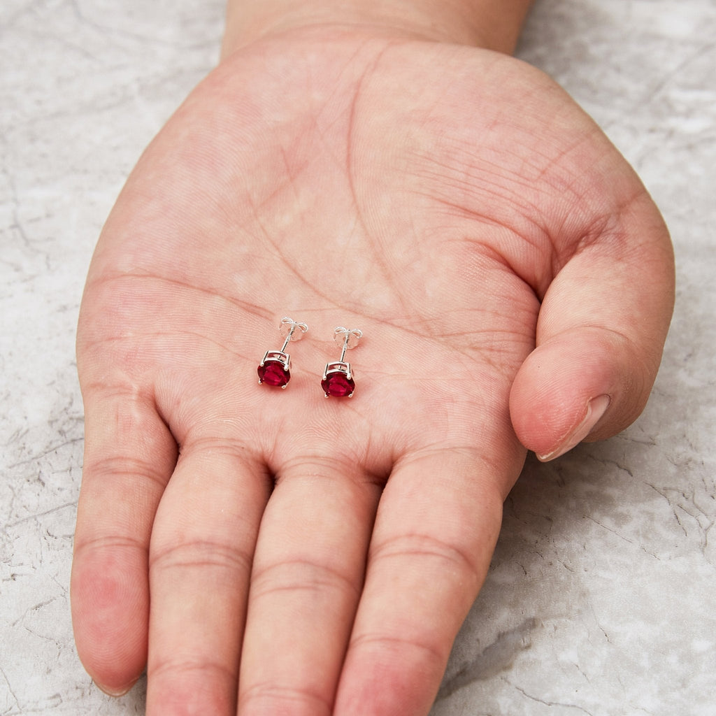 Sterling Silver Red Earrings Created with Zircondia® Crystals