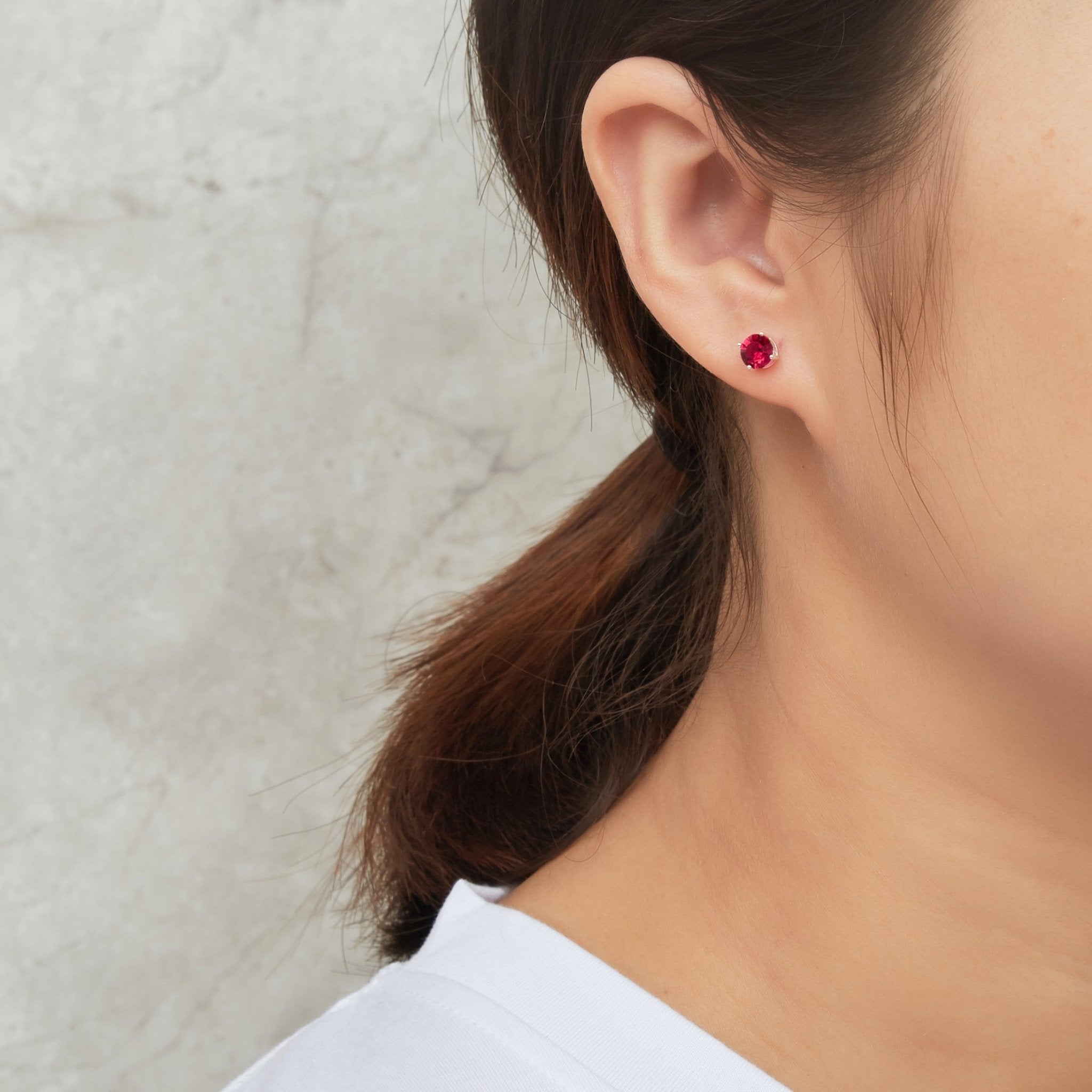 Sterling Silver Red Earrings Created with Zircondia® Crystals