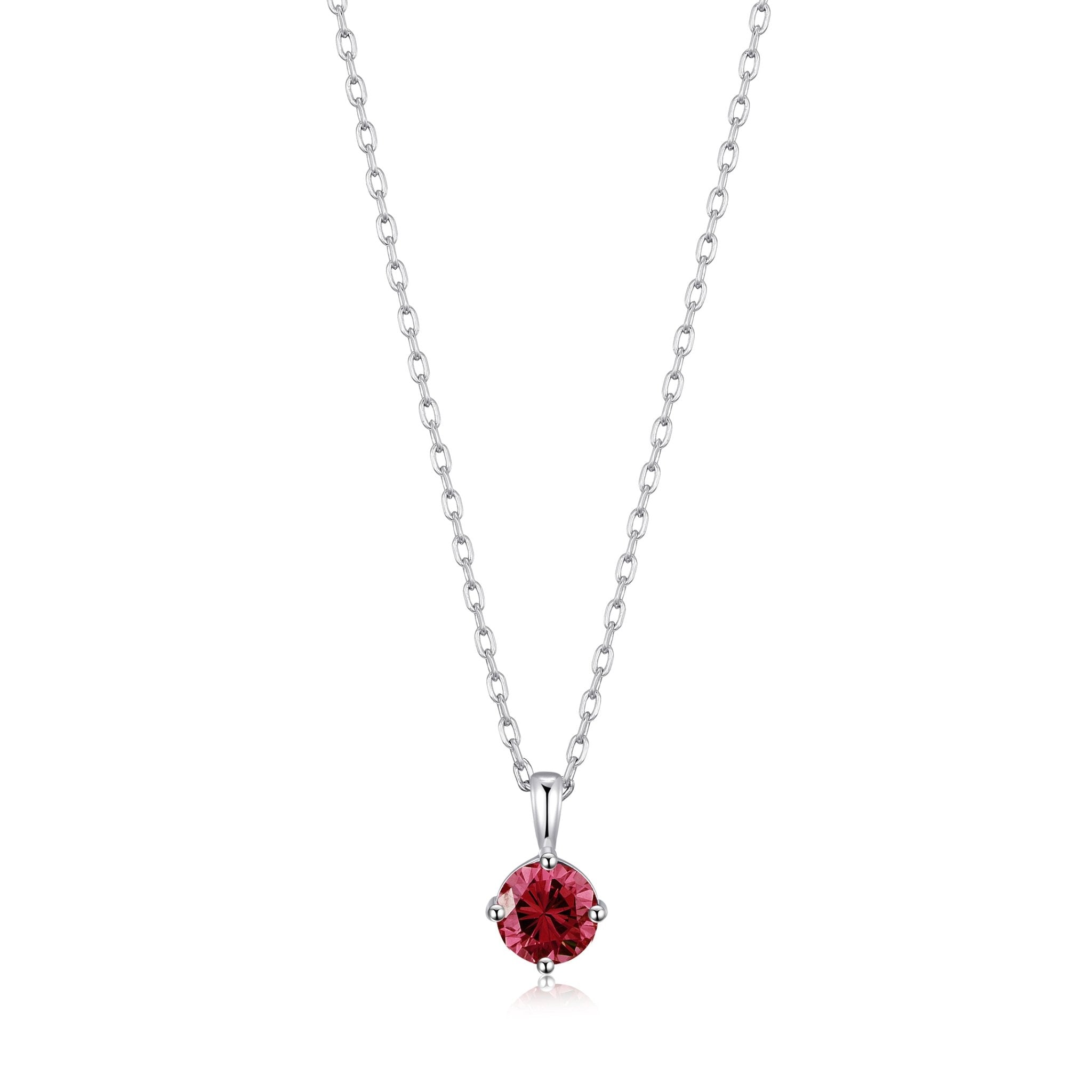 Sterling Silver Red Necklace Created with Zircondia® Crystals