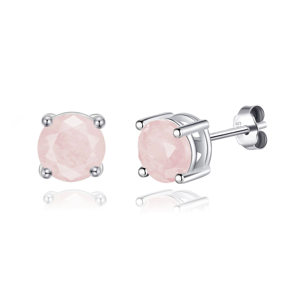 Sterling Silver Rose Quartz Gemstone Earrings with Quote Card