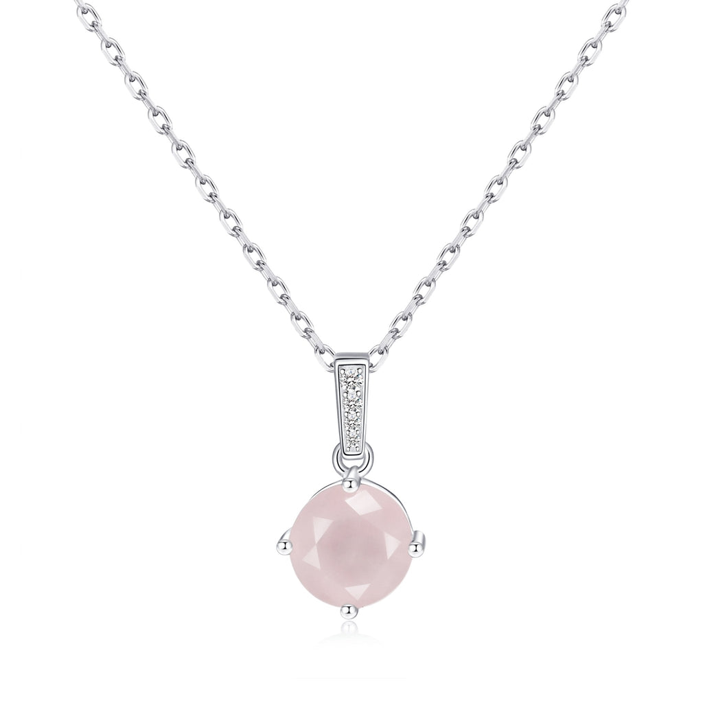 Sterling Silver Rose Quartz Gemstone Necklace with Quote Card