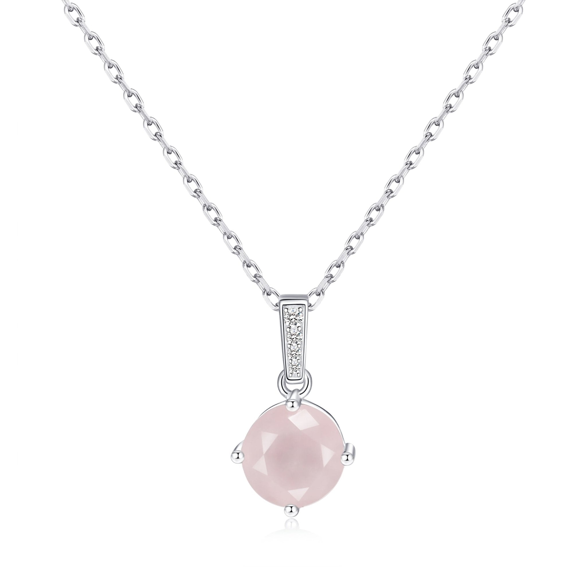 Sterling Silver Rose Quartz Gemstone Necklace with Quote Card