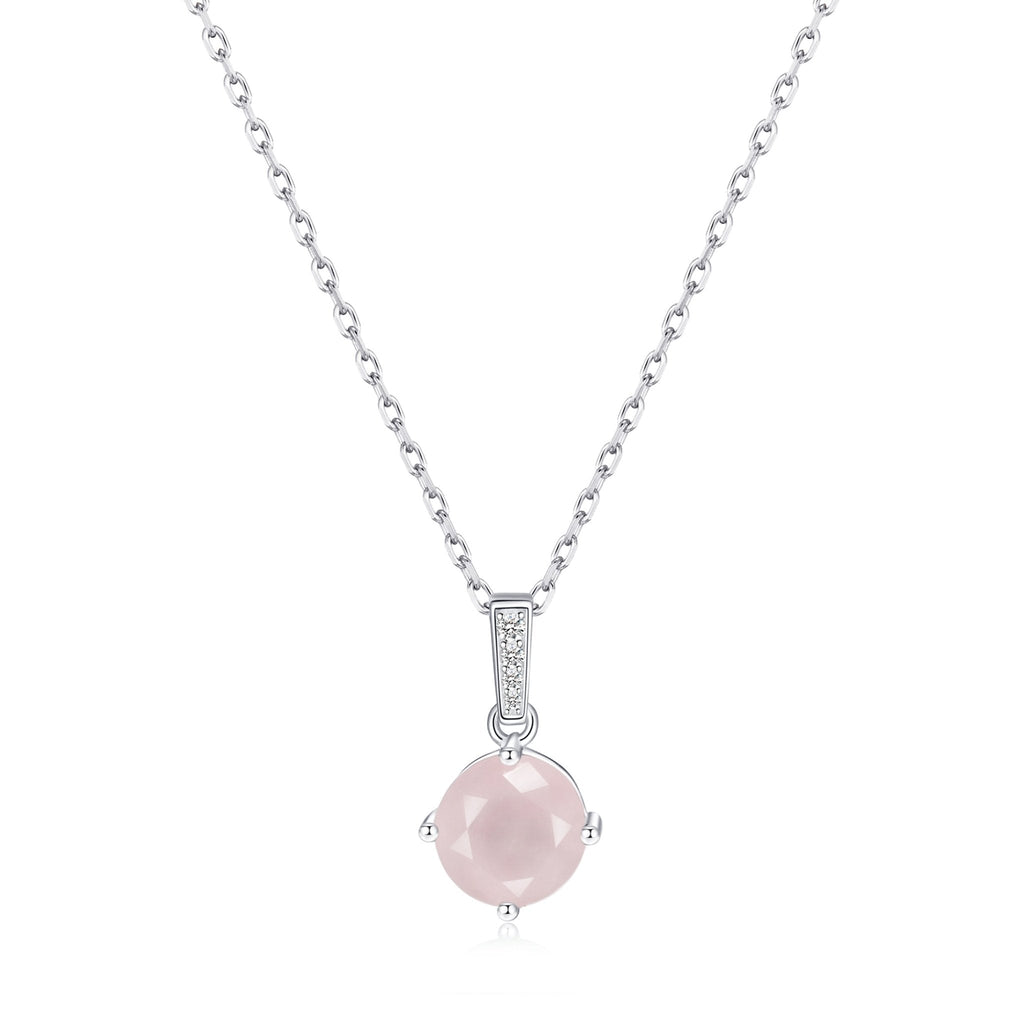 Sterling Silver Rose Quartz Gemstone Necklace with Quote Card