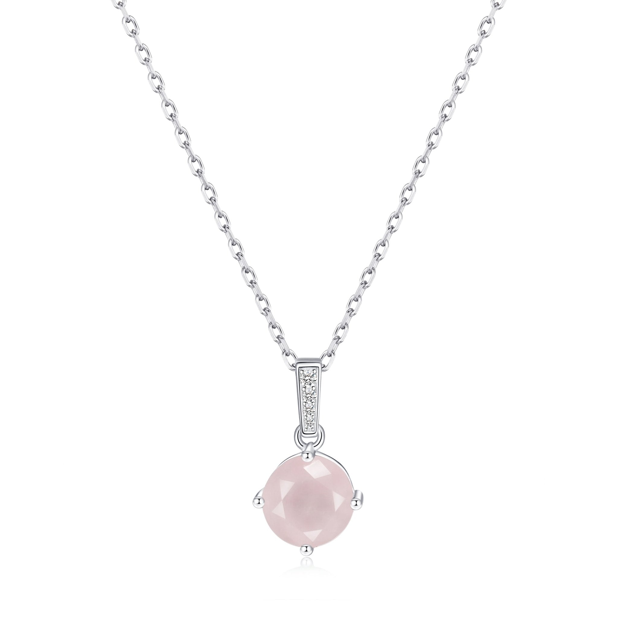 Sterling Silver Rose Quartz Gemstone Necklace with Quote Card