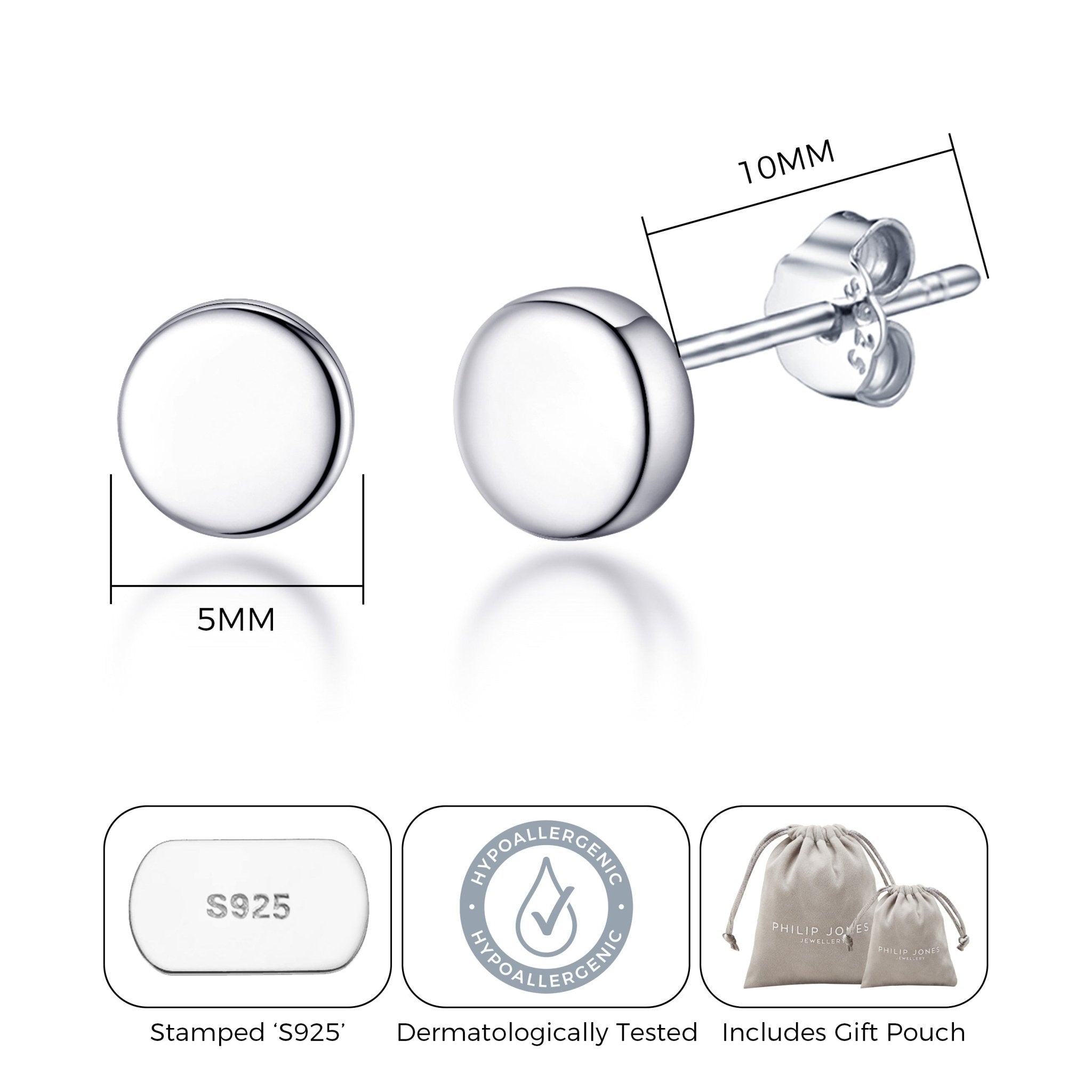 Sterling Silver Round Earrings