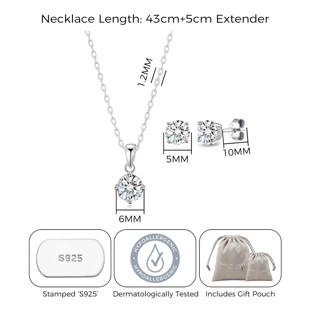 Sterling Silver Round Solitaire Set Created with Zircondia® Crystals