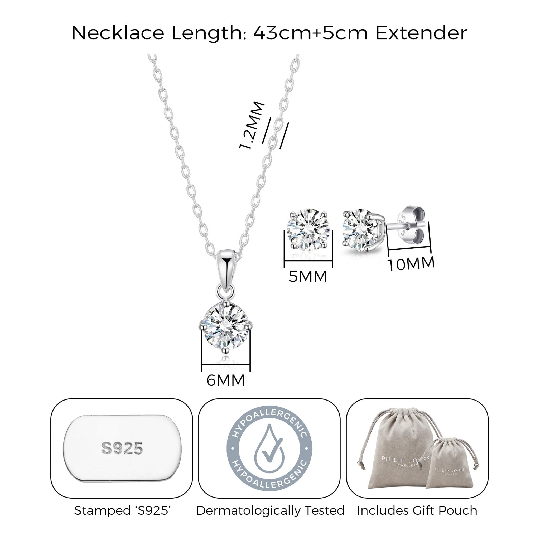 Sterling Silver Round Solitaire Set Created with Zircondia® Crystals