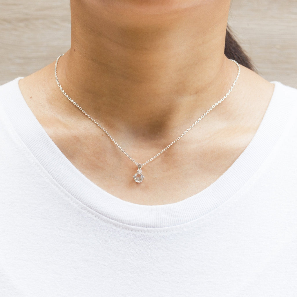 Sterling Silver Round Solitaire Set Created with Zircondia® Crystals