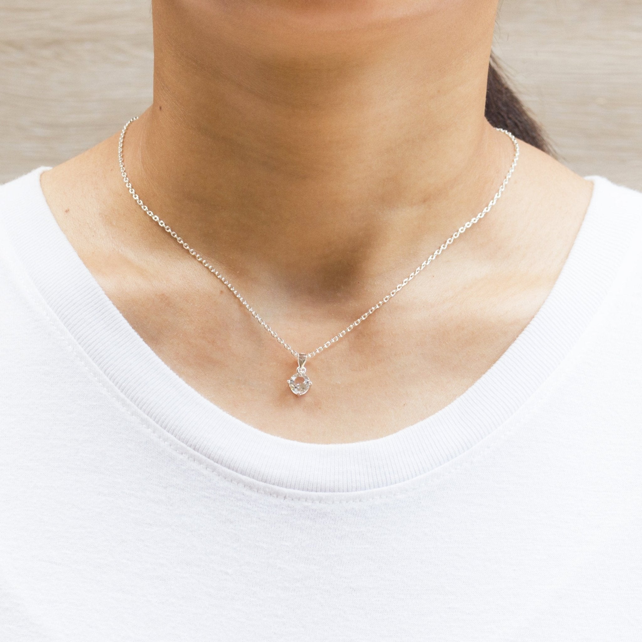 Sterling Silver Round Solitaire Set Created with Zircondia® Crystals