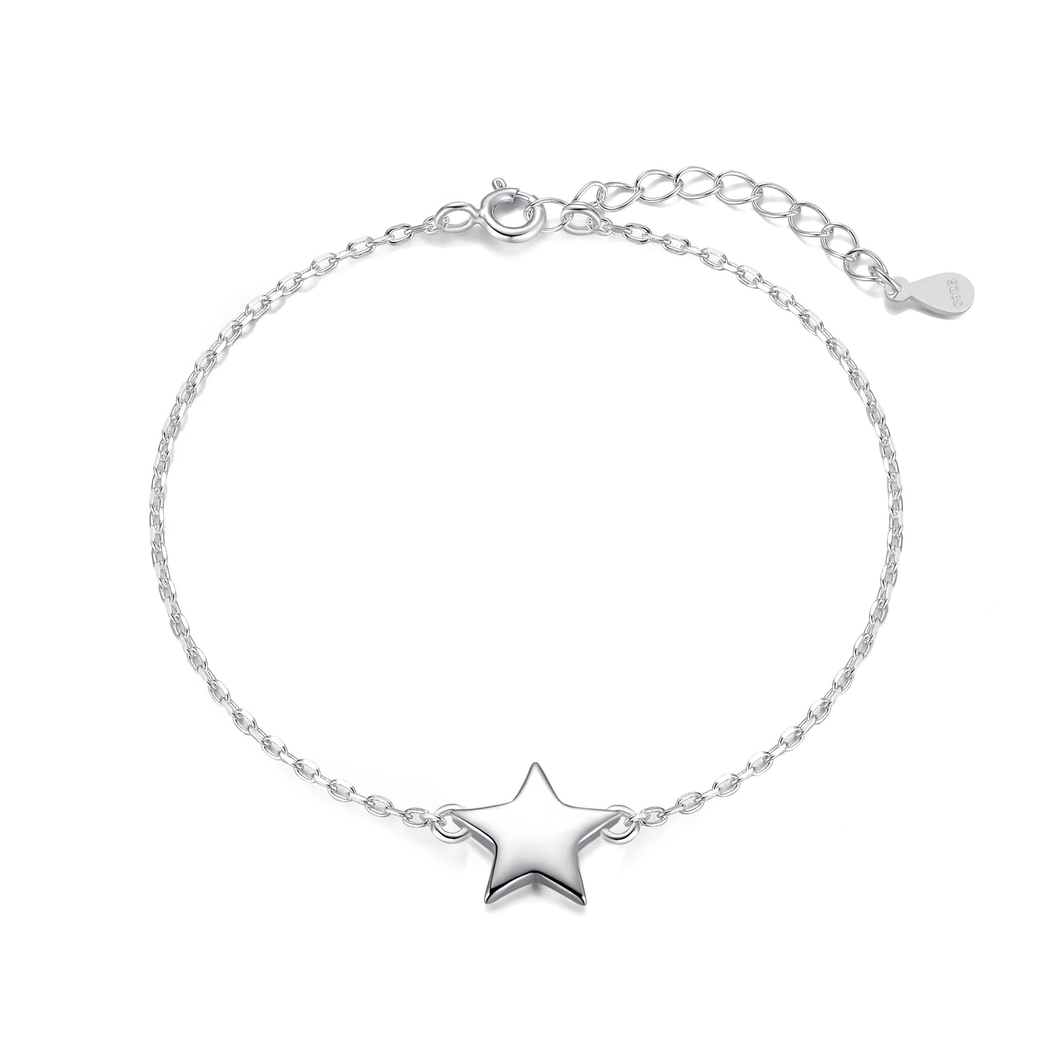 Sterling Silver Friendship Quote Star Bracelet