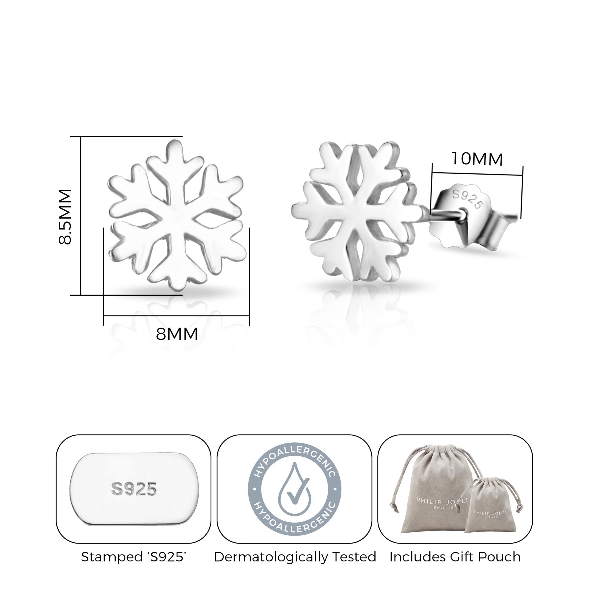 Sterling Silver Snowflake Quote Earrings