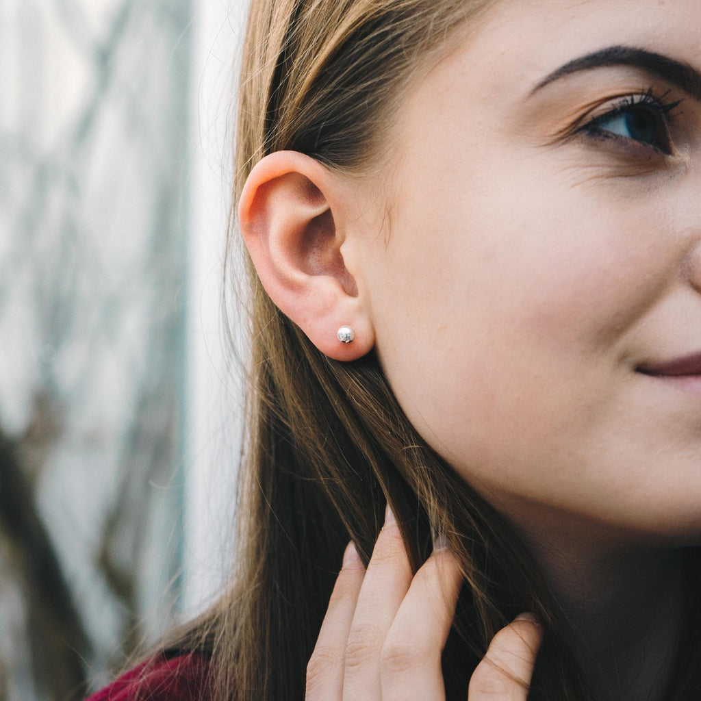 Sterling Silver Sphere Earrings