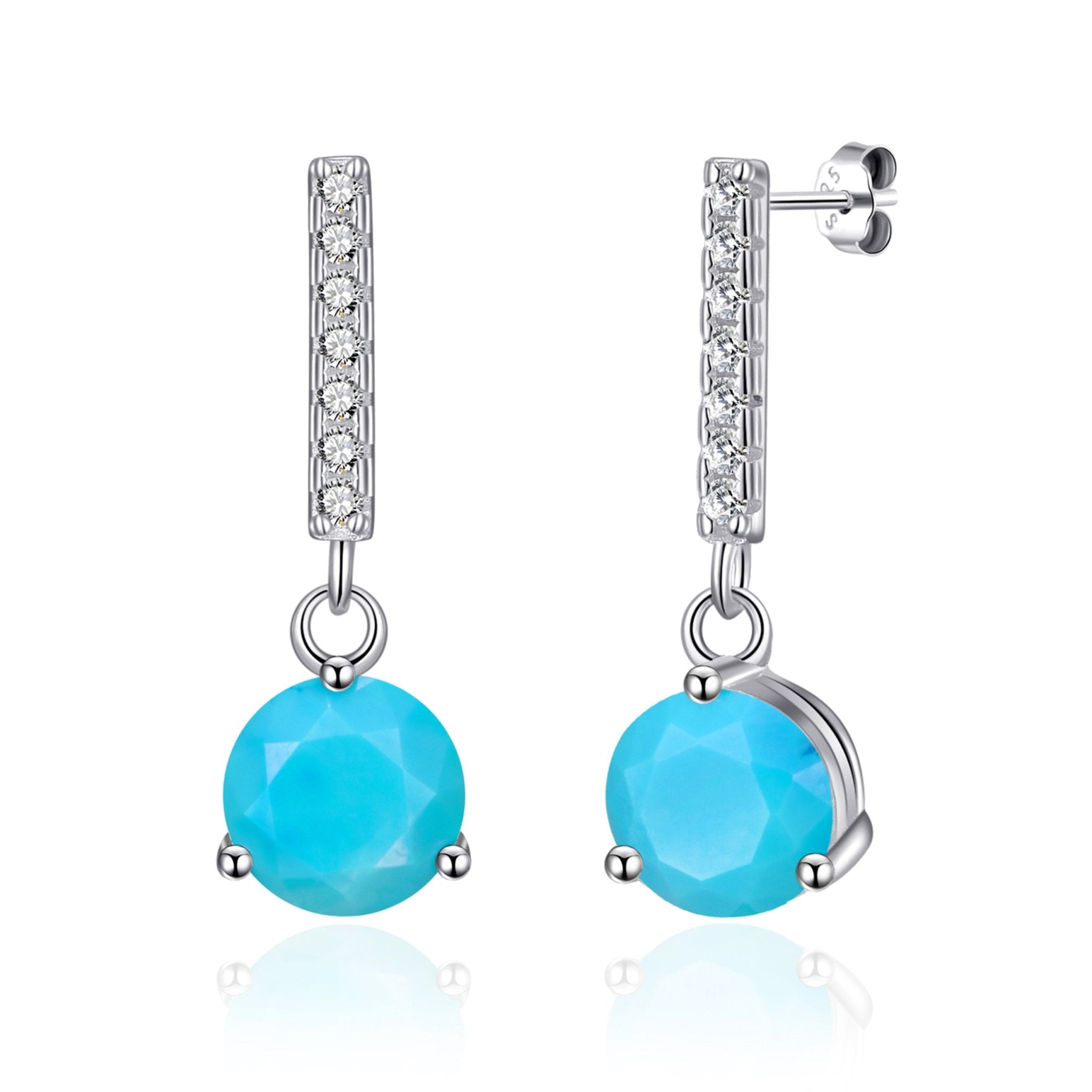 Sterling Silver Synthetic Turquoise Gemstone Drop Earrings with Quote Card