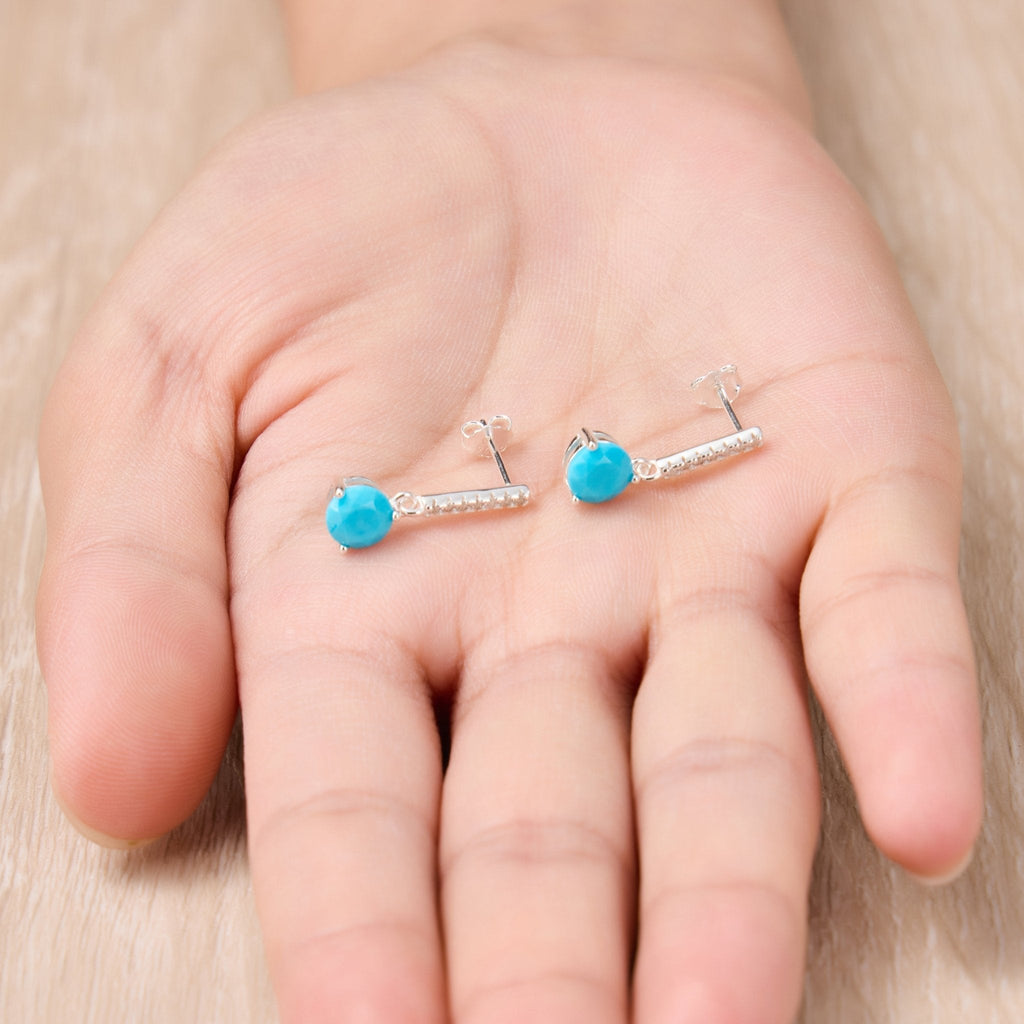Sterling Silver Synthetic Turquoise Gemstone Drop Earrings with Quote Card