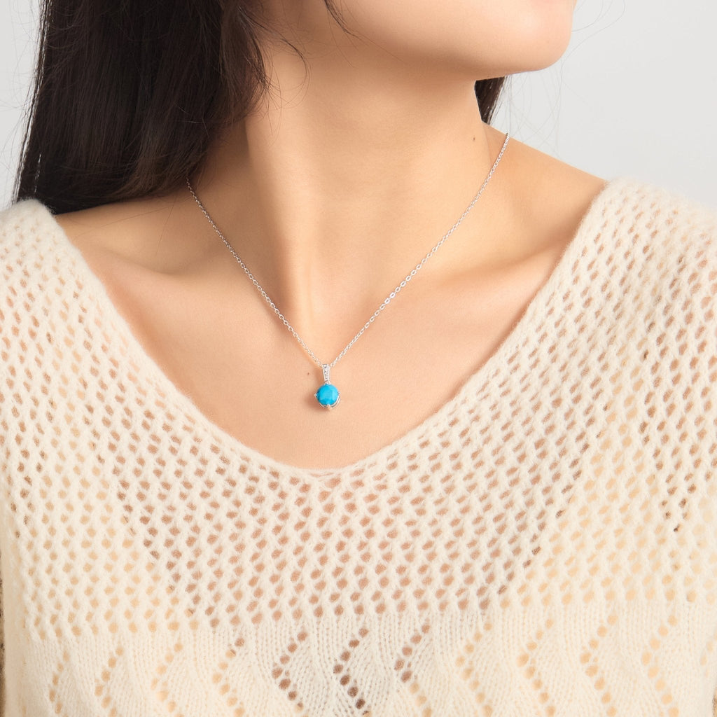 Sterling Silver Synthetic Turquoise Gemstone Necklace