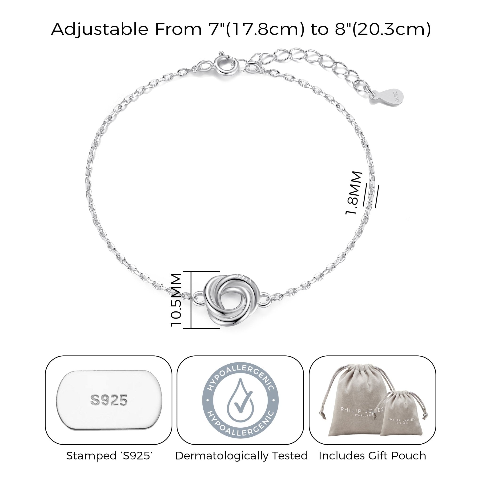 Sterling Silver Thank You for Helping us Tie The Knot Bridal Bracelet