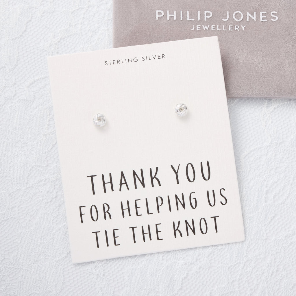 Sterling Silver Thank You for Helping us Tie The Knot Bridal Earrings