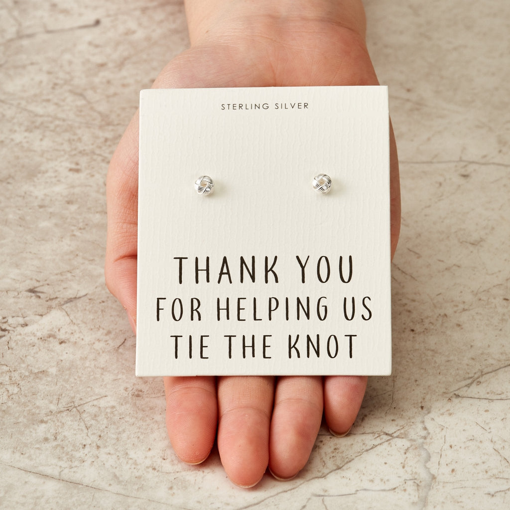 Sterling Silver Thank You for Helping us Tie The Knot Bridal Earrings