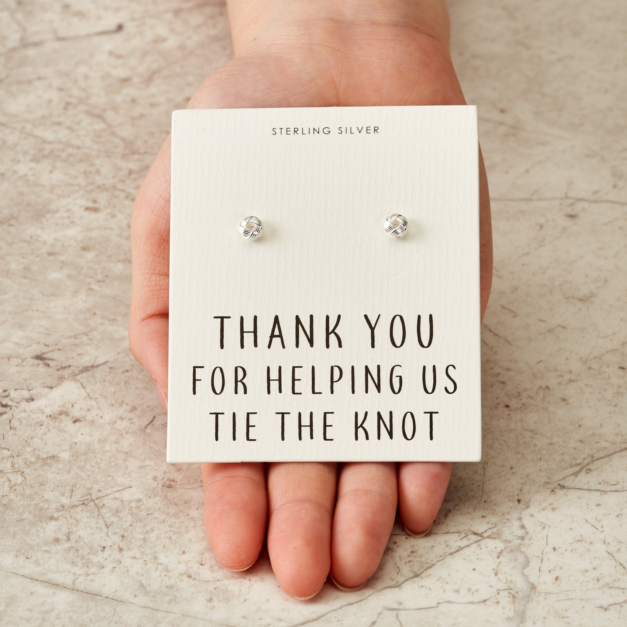 Sterling Silver Thank You for Helping us Tie The Knot Bridal Earrings