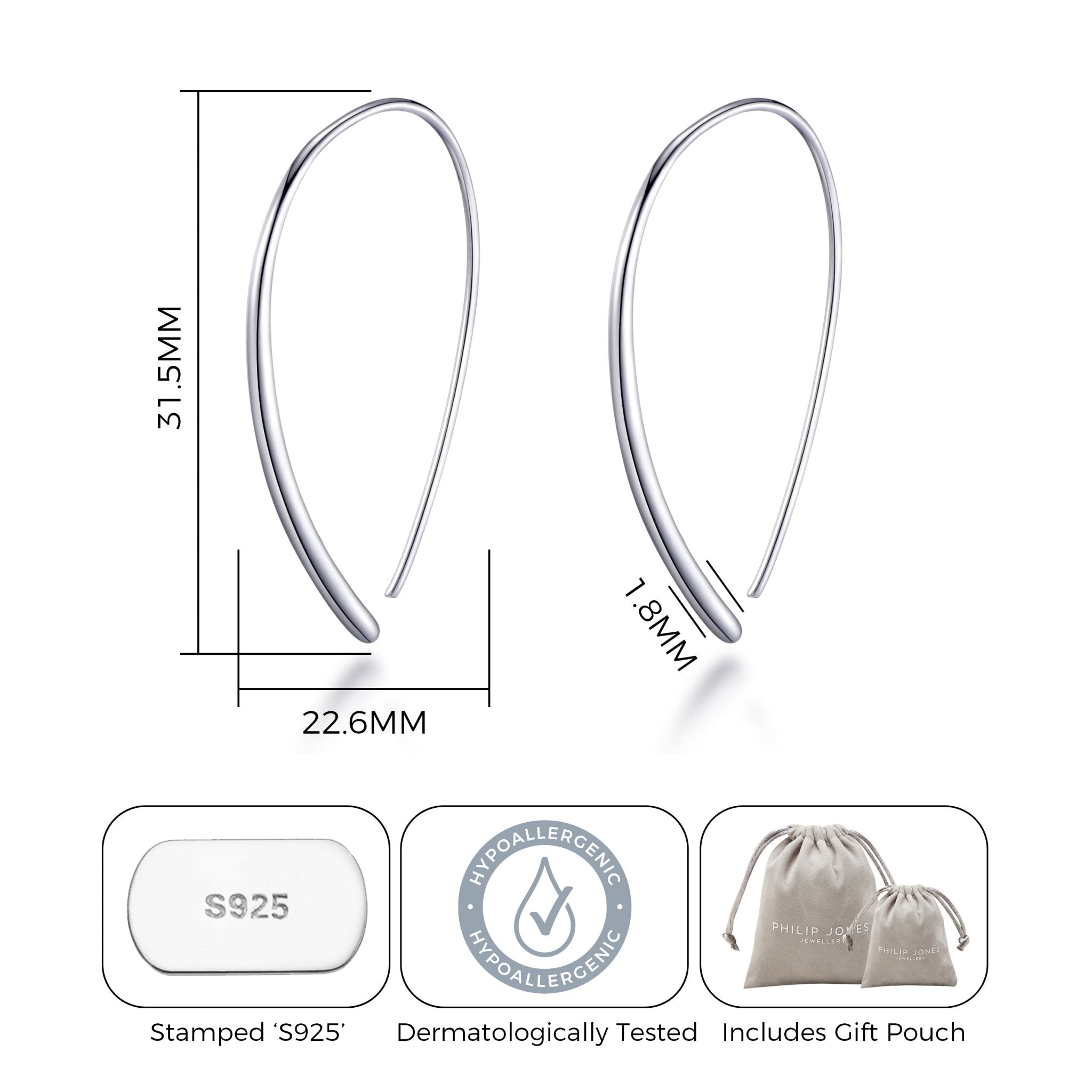 Sterling Silver Thread Earrings