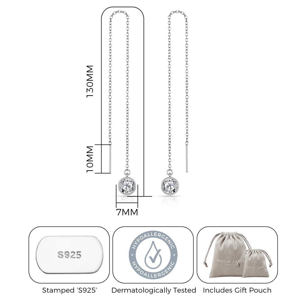 Sterling Silver Thread Earrings Created with Zircondia® Crystals