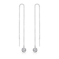 Sterling Silver Thread Earrings Created with Zircondia® Crystals