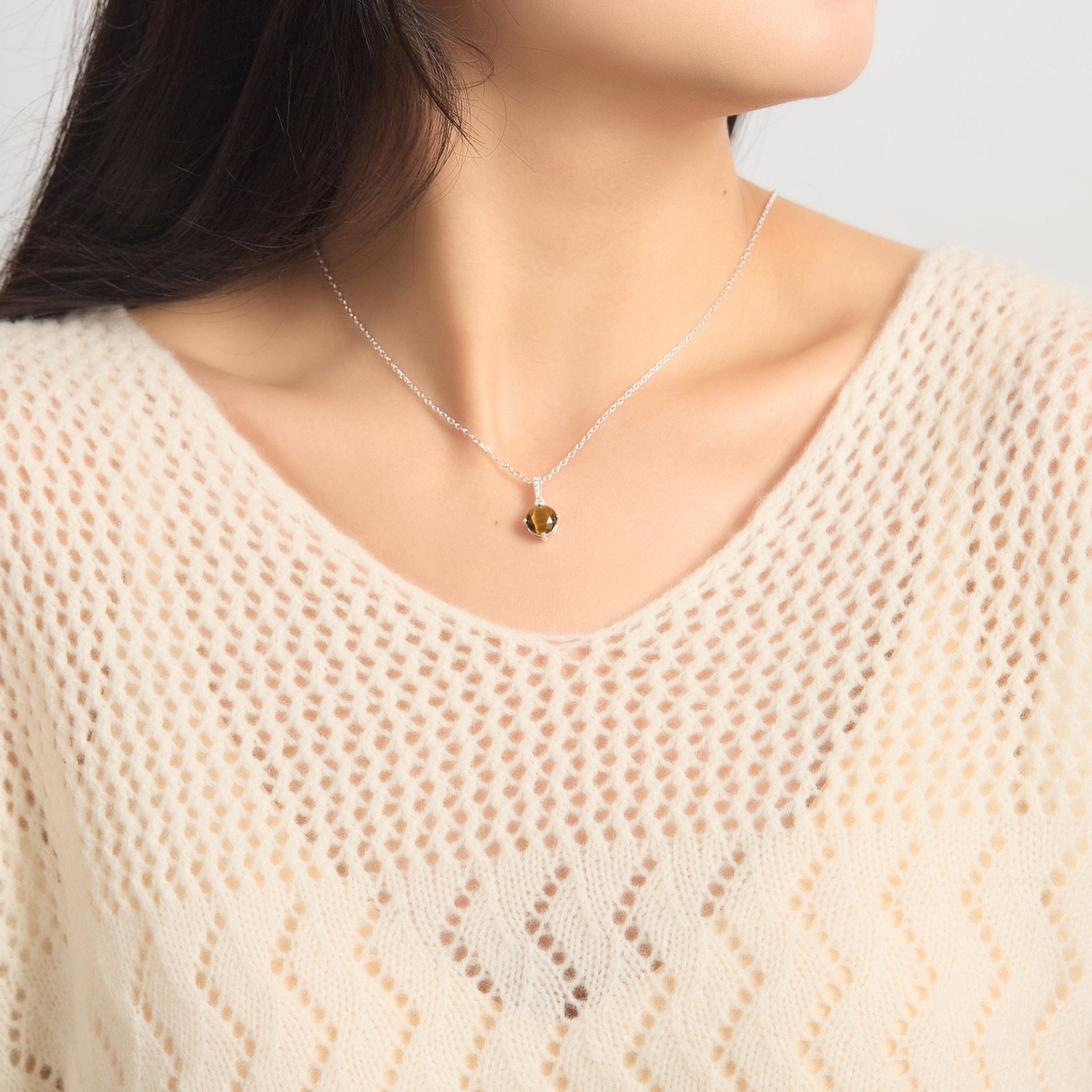 Sterling Silver Tigers Eye Gemstone Necklace