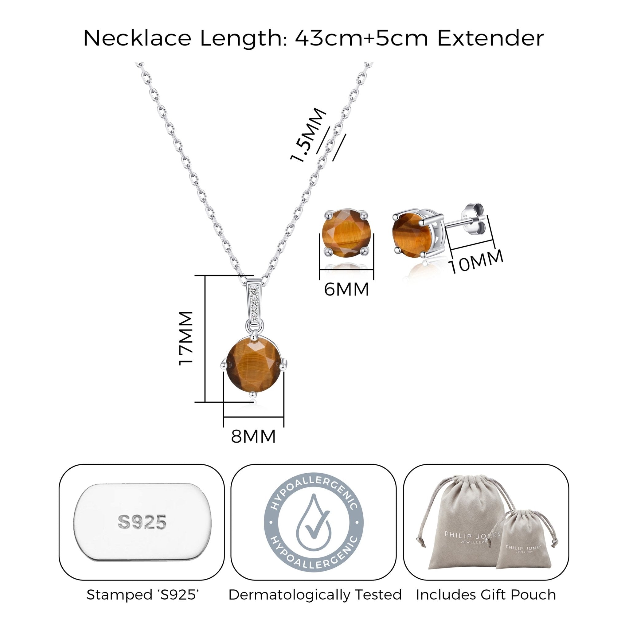 Sterling Silver Tigers Eye Gemstone Set