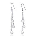 Sterling Silver Triple White Pearl Drop Earrings