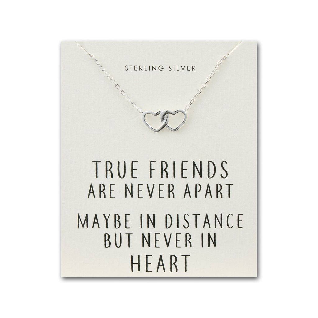 Sterling Silver True Friends Heart Link Necklace with Quote Card