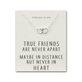 Sterling Silver True Friends Heart Link Necklace with Quote Card