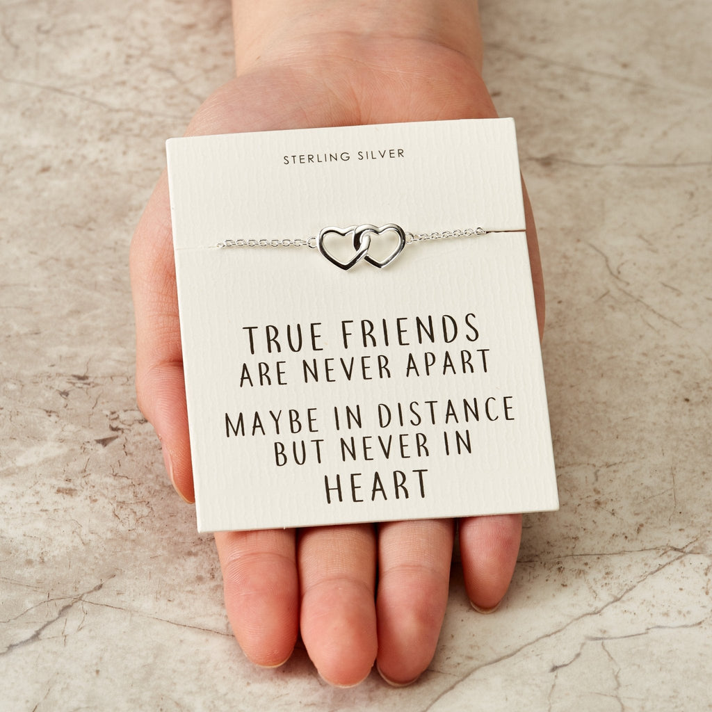 Sterling Silver True Friendship Slider Heart Link Bracelet