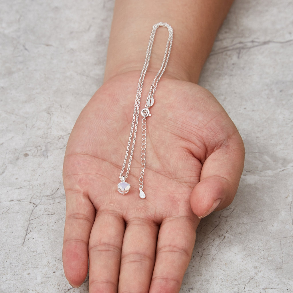 Sterling Silver White Opal Necklace Created with Zircondia® Crystals