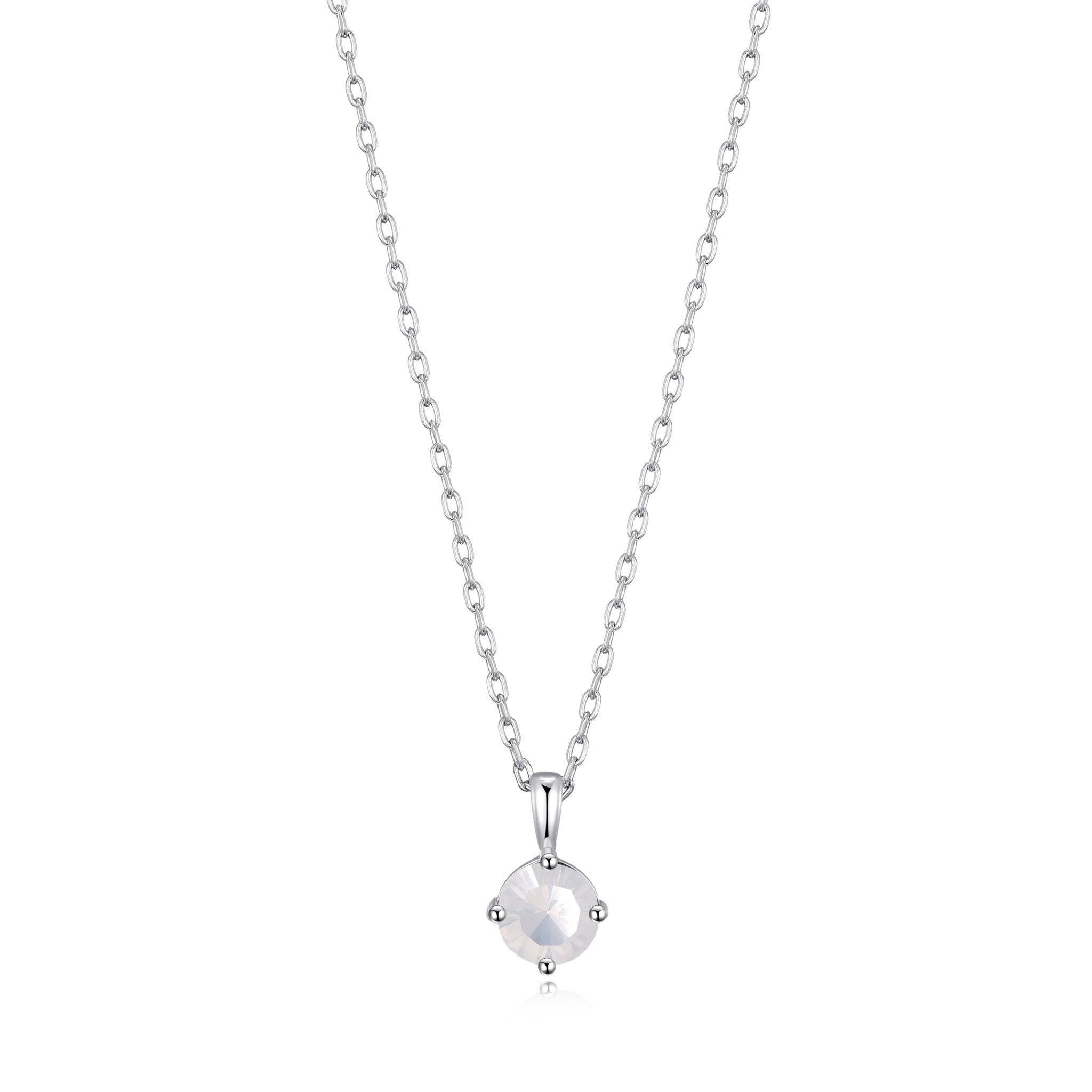 Sterling Silver White Opal Necklace Created with Zircondia® Crystals