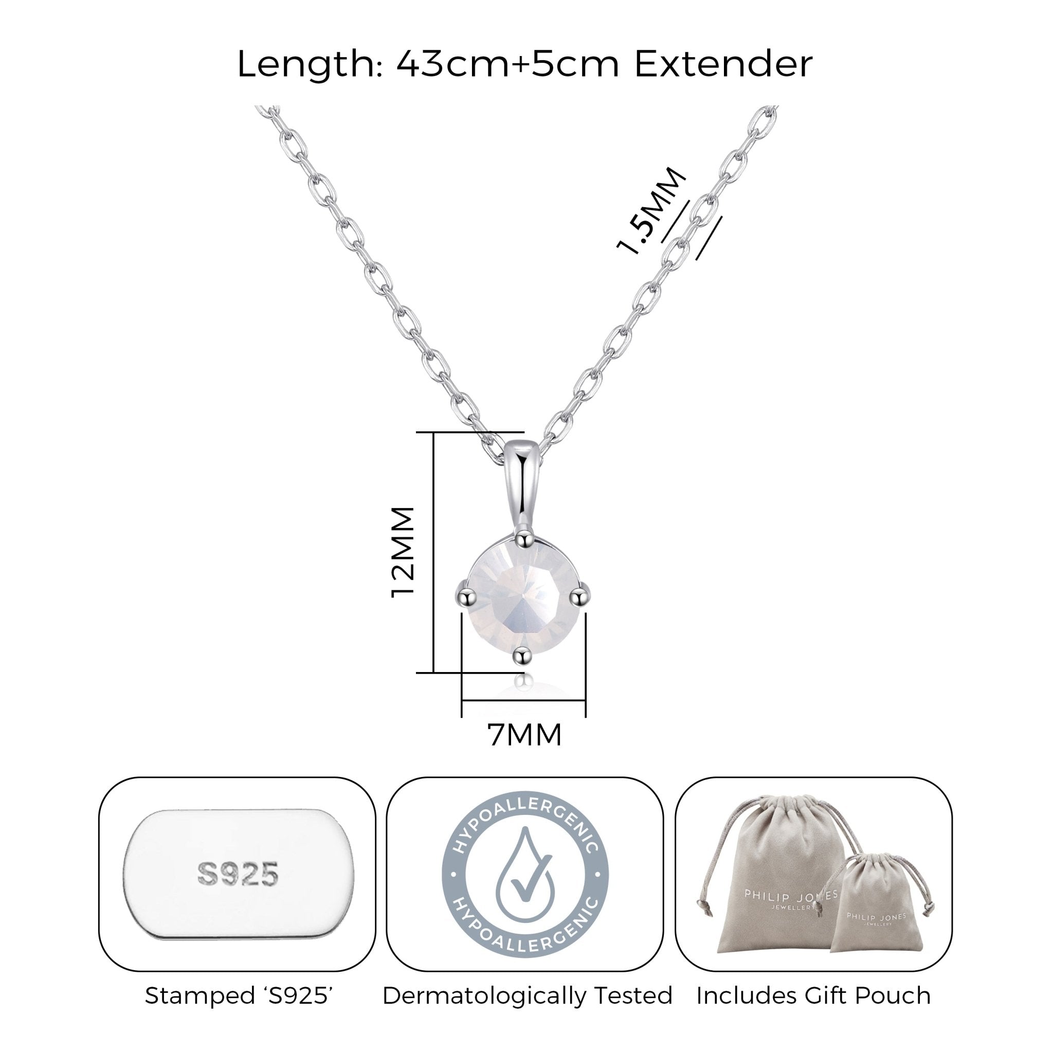Sterling Silver White Opal Necklace Created with Zircondia® Crystals