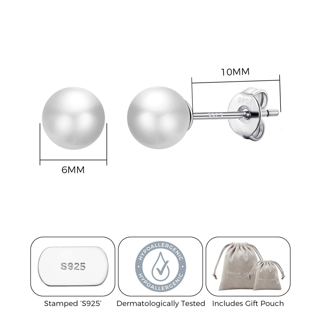Sterling Silver White Shell Pearl Earrings