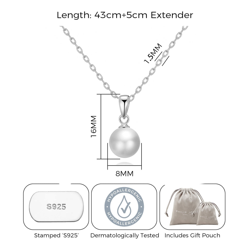 Sterling Silver White Shell Pearl Necklace