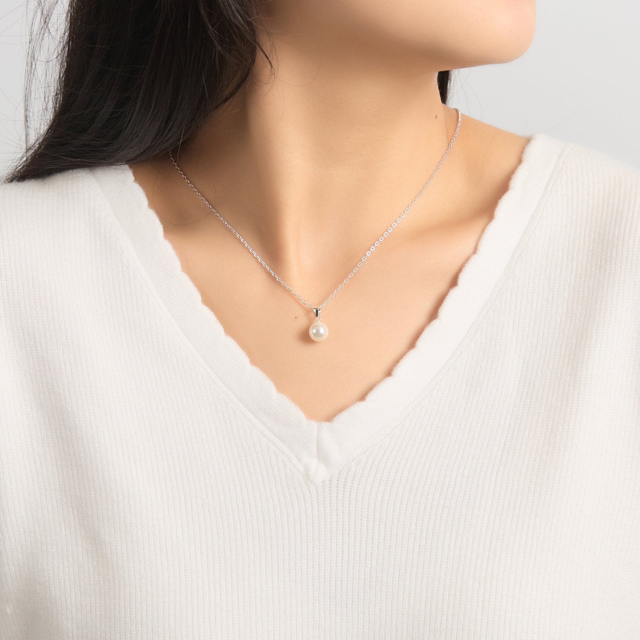 Sterling Silver White Shell Pearl Necklace