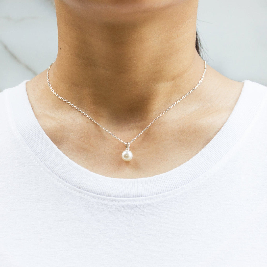 Sterling Silver White Shell Pearl Necklace