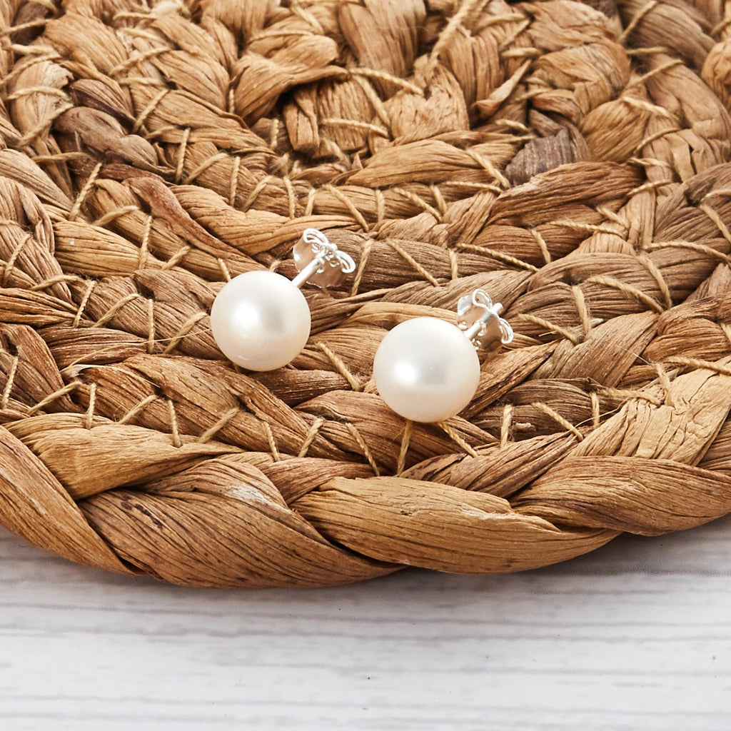 Sterling Silver World's Greatest Teacher Pearl Earrings