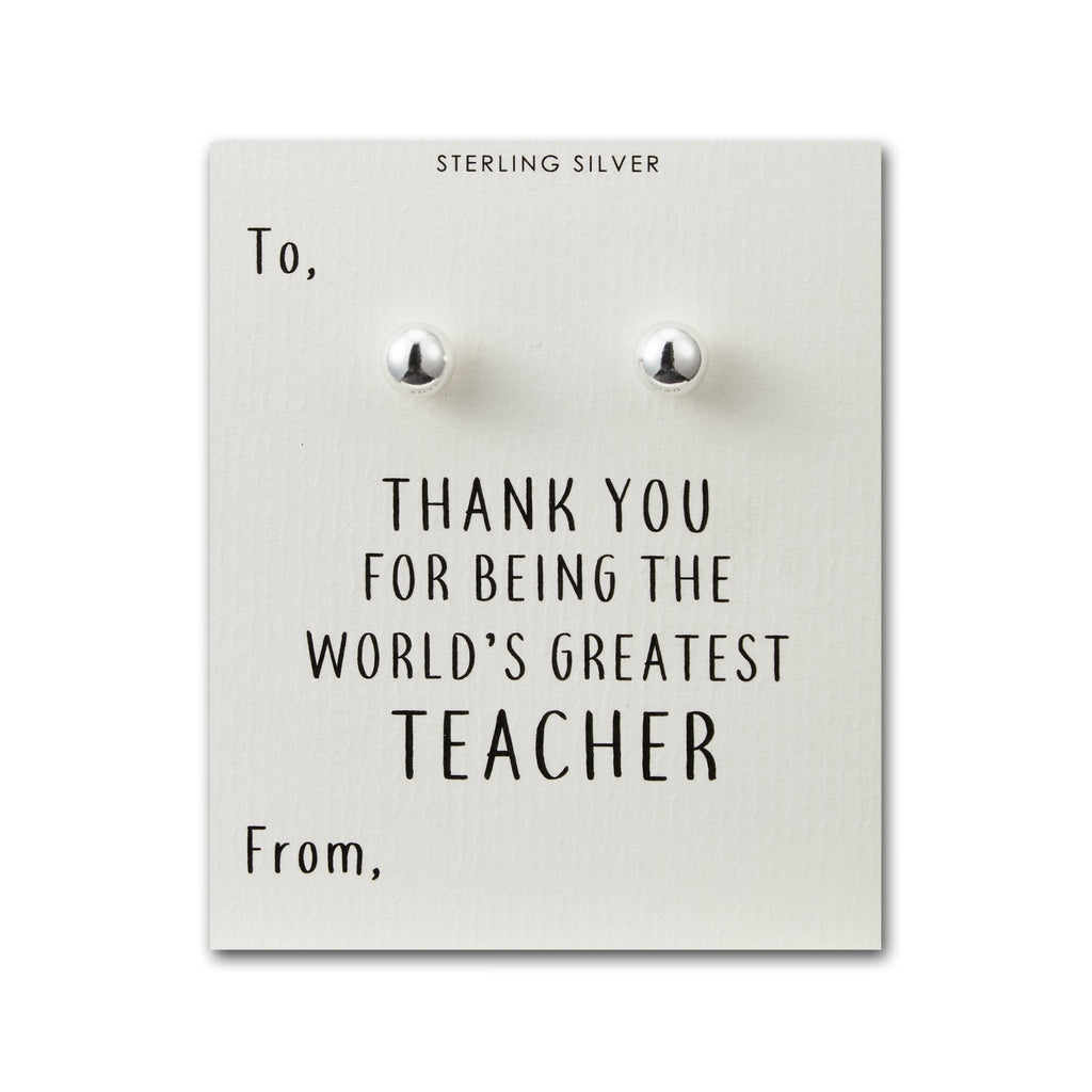 Sterling Silver World's Greatest Teacher Sphere Earrings