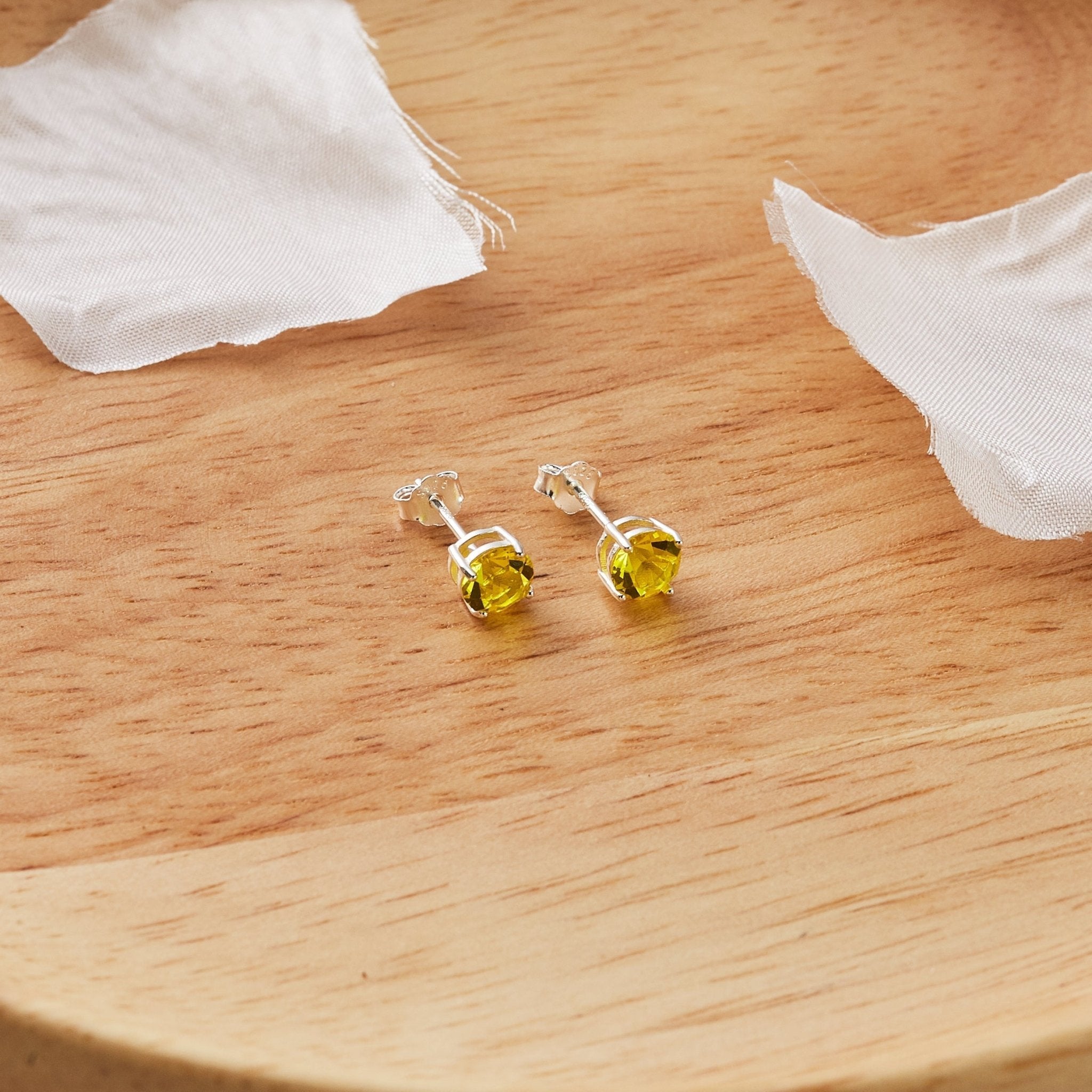 Sterling Silver Yellow Earrings Created with Zircondia® Crystals