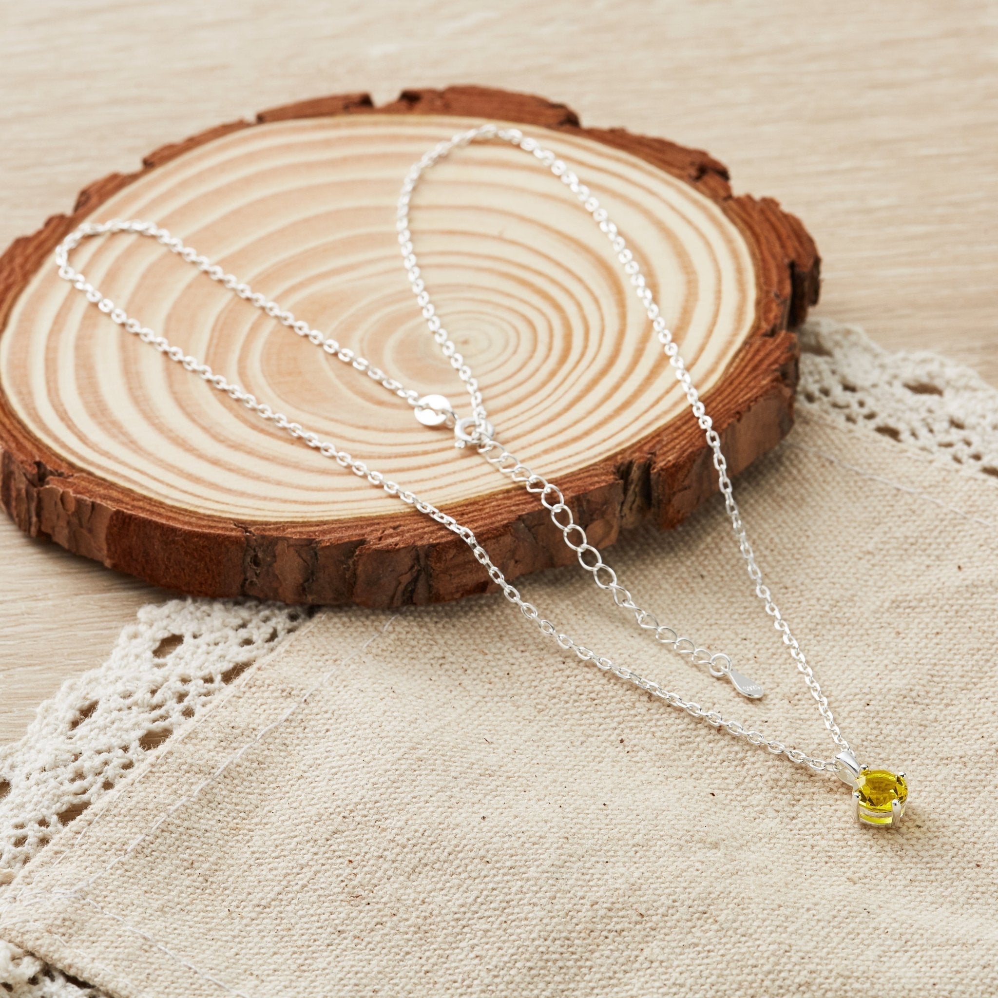 Sterling Silver Yellow Necklace Created with Zircondia® Crystals