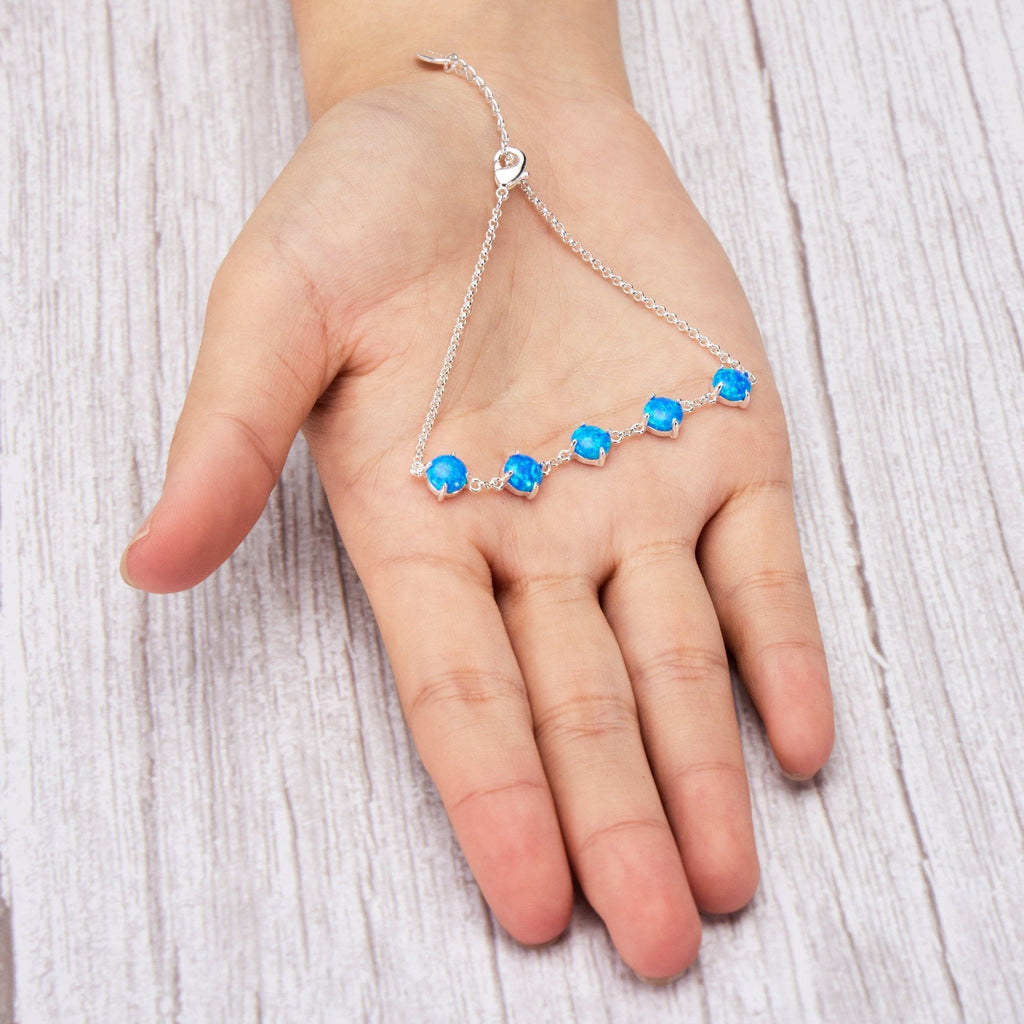 Synthetic Blue Opal Gemstone Bracelet with Quote Card
