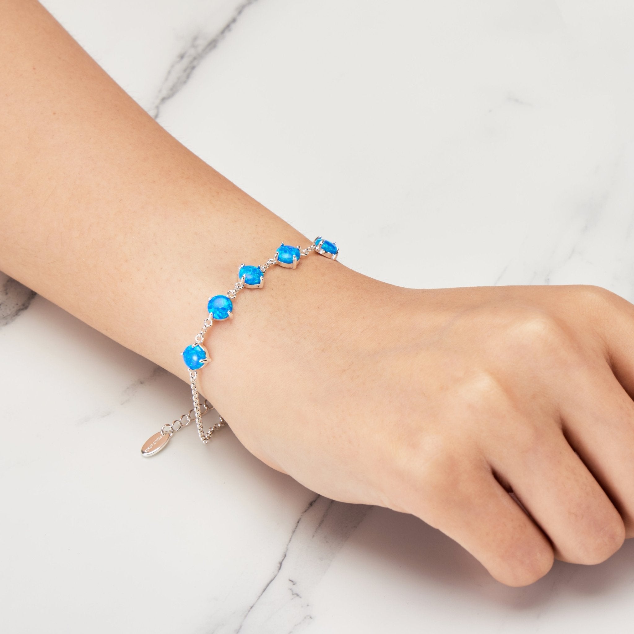 Synthetic Blue Opal Gemstone Bracelet with Quote Card