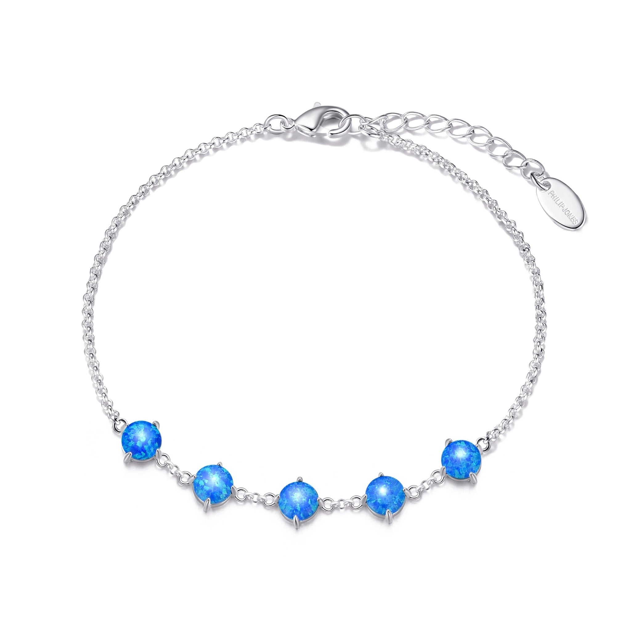 Synthetic Blue Opal Gemstone Bracelet with Quote Card