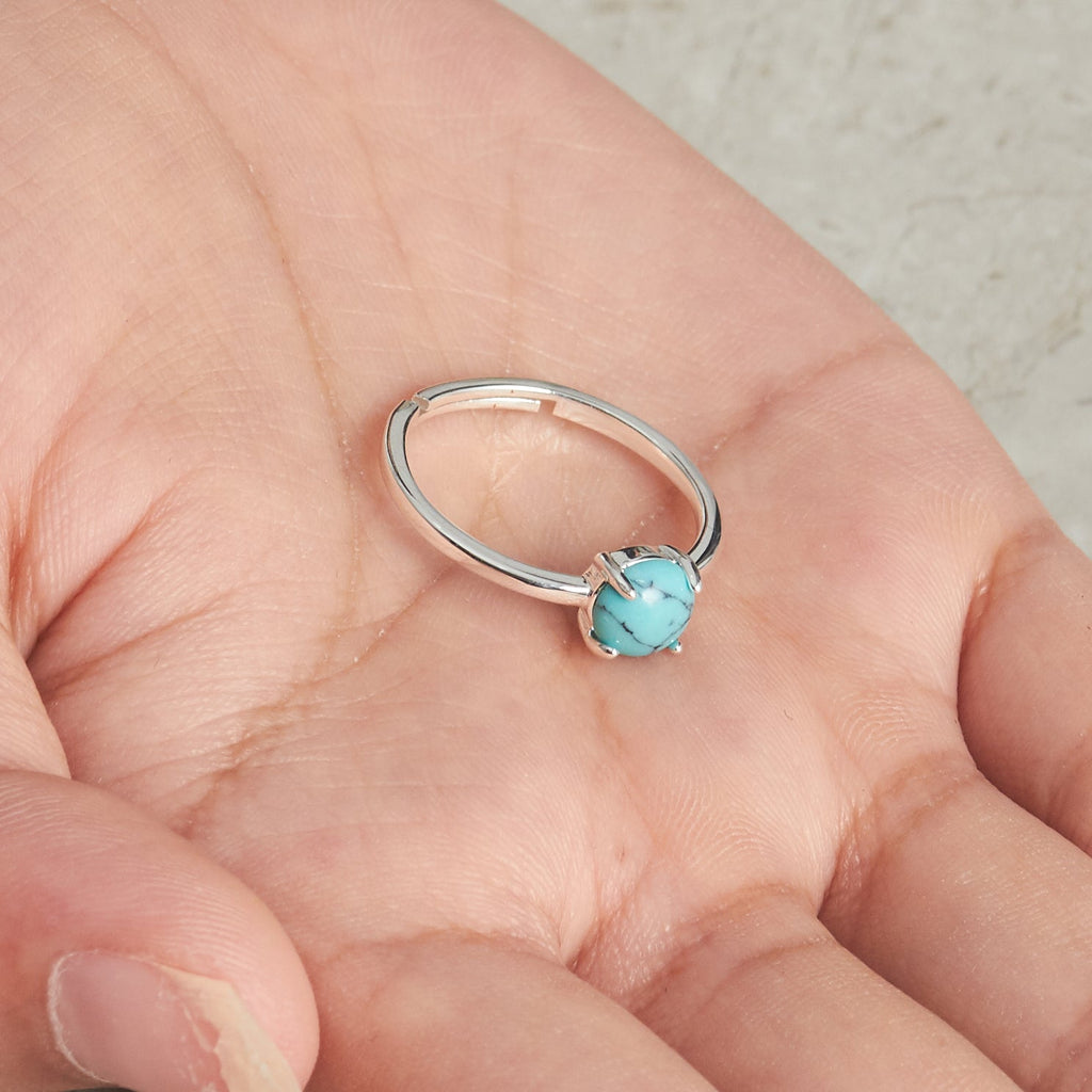 Synthetic Turquoise Adjustable Ring with Quote Card