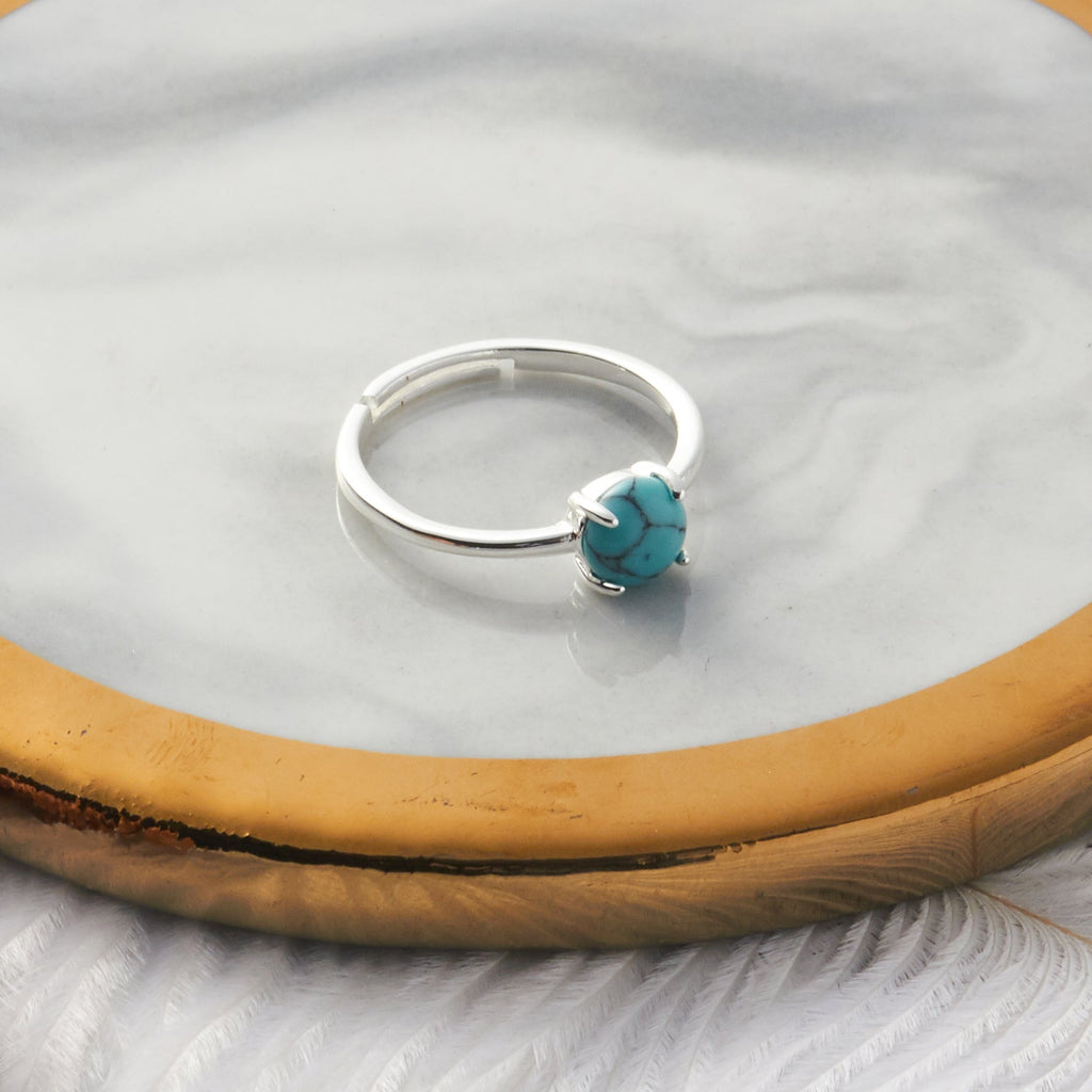 Synthetic Turquoise Adjustable Ring with Quote Card