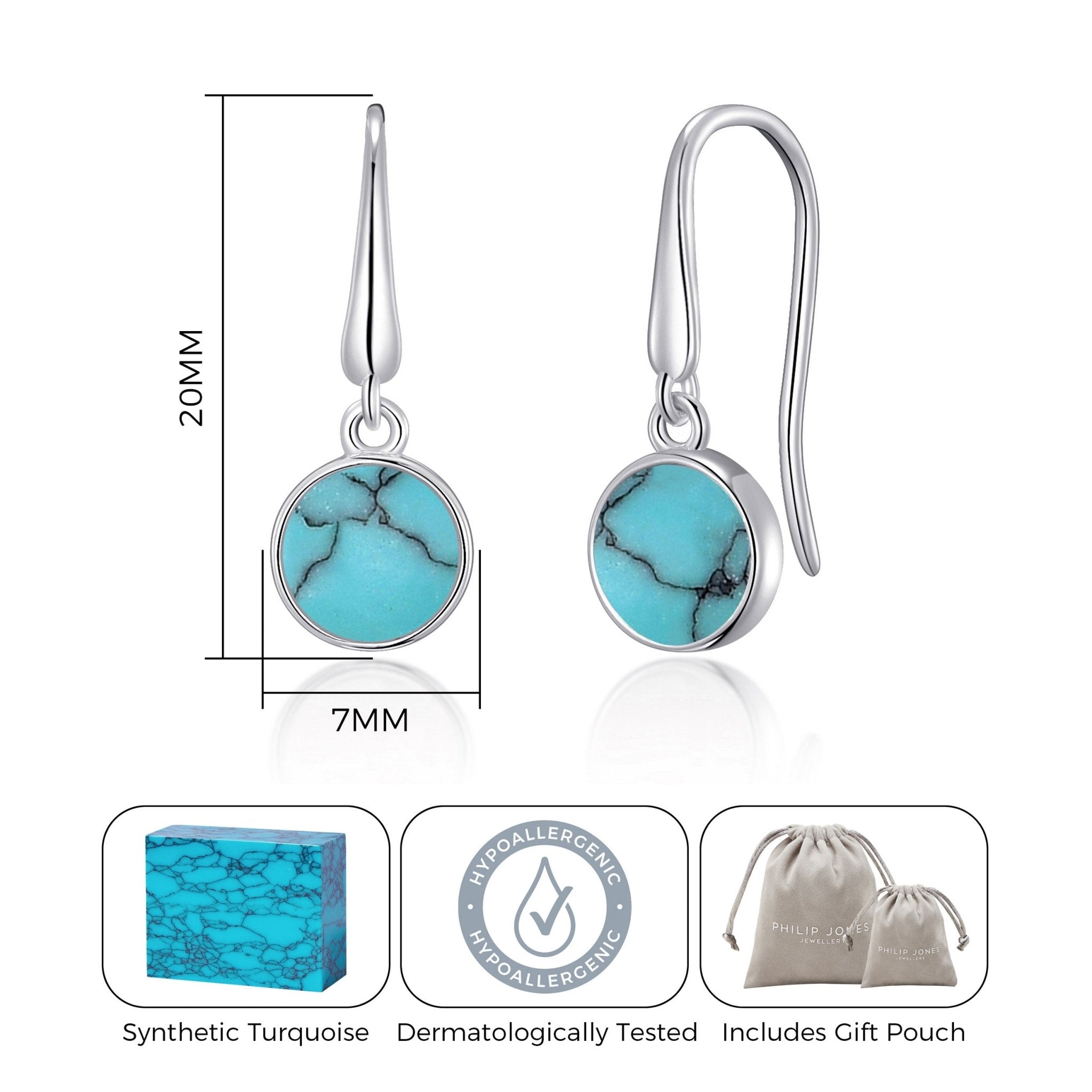 Synthetic Turquoise Drop Earrings