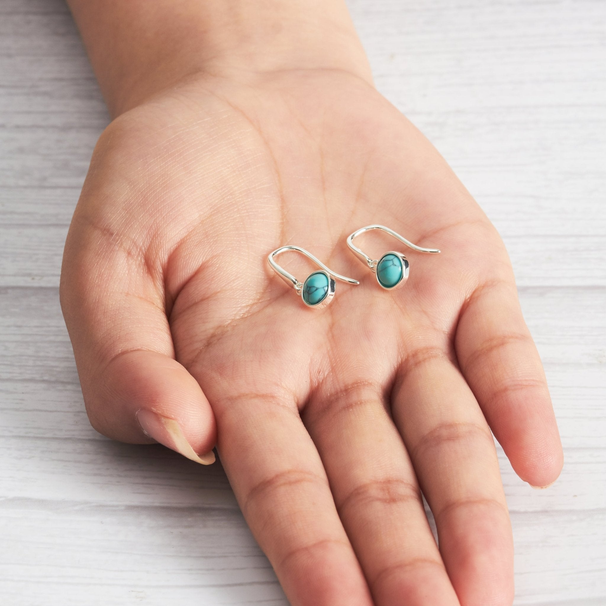 Synthetic Turquoise Drop Earrings with Quote Card